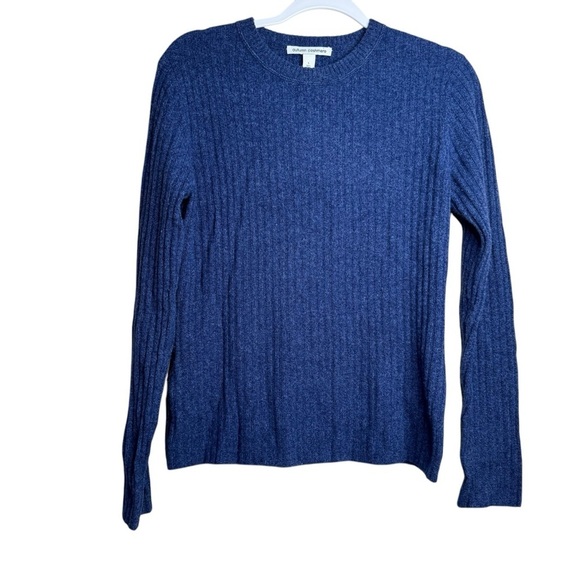 Autumn Cashmere 100% Cashmere Crew Neck Rubber Sweater Blue L - Picture 1 of 5